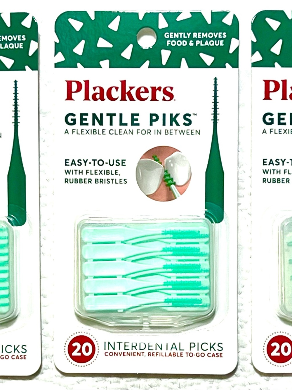Plackers Gentle Piks Interdental Picks - Green set of 3